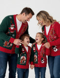 Christmas Santa Claus & Gingerbread Man Family Matching Cardigan