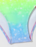 Colored Mermaid Printed Split Swimsuit
