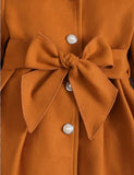 Faux Fur Collar Bow Coat