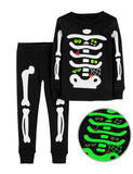 Halloween Luminous Skeleton Print Pajama Set