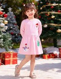 Christmas Cute Applique Long Sleeve Dress