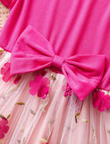 Blomsterbroderi Flyvende Sleeve Sløjfe Tyl Prinsesse Kjole