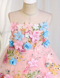 Flower Decoration Sequin Princess Party Dress