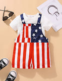 Family Matching Independence Day Printed Overalls