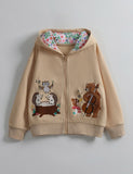 Animal Concert Embroidered Hooded Cardigan