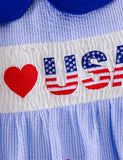 Independence Day Embroidered Sleeve Doll Collar Roller Dress