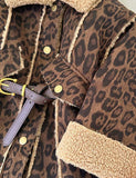 Leopard Print Sherpa Trim Belted Coat