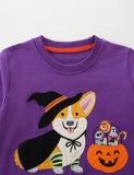 Halloween Puppy Pumpkin Applique Sweatshirt