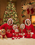 Christmas Reindeer Applique Flannel Family Matching Hooded Pajamas