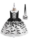 Halloween Pumpkin Witch Cartoon Dress & Bag