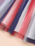 Independence Day Star Stripe Printed Flying Sleeve Tulle Dress