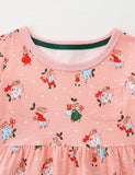 Christmas Tree Print Long-sleeved Dress