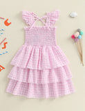 Independence Day Embroidered Multi-Layer Suspender Dress