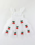 Flying Sleeve Cherry Multilayer Dress