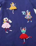 Cute Elf Appliqué Long Sleeve Dress