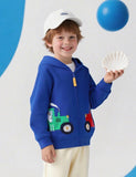 Cartoon Car Applique Zip-up Hoodie