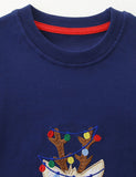 Christmas Cute Elk Embroidered Sweatshirt