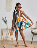 Holiday Style Print Neck Dress
