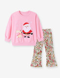 Chrsitmas Santa Applique Sweatshirt Set