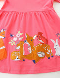 Autumn Animal Embroidered Long-sleeved Dress