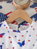 Independence Day Butterfly Printed Bow Dress