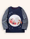 Langärmliges T-Shirt mit Weihnachtsmann-Rentier-Print