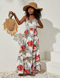 Holiday Elegant Flower Print Dress