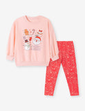 Cartoon Santa Printed Sweatshirt Set