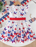 Independence Day Butterfly Printed Bow Dress