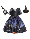 Halloween Ghost Print Lace Dress