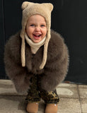 Luxury Taupe Faux Mink Fur Coat Or Vest