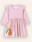 Cure Bunny Appliqué Langærmet Bomuldskjole