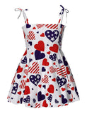 Independence Day Print Suspender Dress