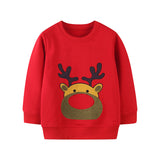 Cartoon Christmas Elk Embroidered Sweatshirt