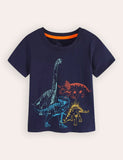 T-shirt con ricamo dinosauro cartone animato