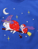 Halloween Magic Flying Hedgehog Applique Sweatshirt