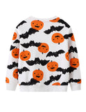 Halloween Pumpkin Bat Print Sweatshirt