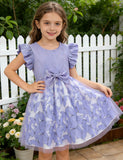 Butterfly Print Tulle Bow Dress