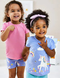 Kurzarm-T-Shirt mit Regenbogen-Einhorn-Print