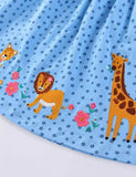 Cute African Animal Embroidered Cotton Dress