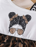 Girls Print Leopard Print Tulle Dress
