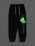 Halloween Dinosaur Skeleton Luminous Print Sweatshirt & Sweatpants