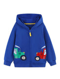 Cartoon Car Applique Zip-up Hoodie