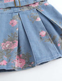 Blomsterprint i talje denimkjole