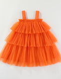 Halloween 3D Pumpkin Applique Multi-layer Tulle Dress