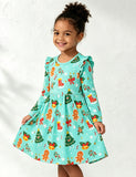 Christmas Printed Long-sleeved Dress