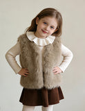 Luxury Taupe Faux Mink Fur Coat Or Vest