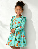 Christmas Printed Long-sleeved Dress