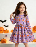 Autumn Pumpkin Print Long-sleeved Dress