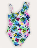 Maillot de bain asymétrique à imprimé papillon